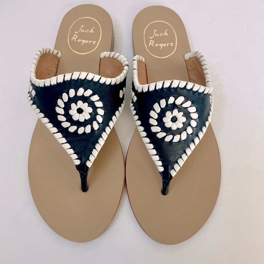 Jack Rogers Blair Navy/White Slip On Sandals Size 7